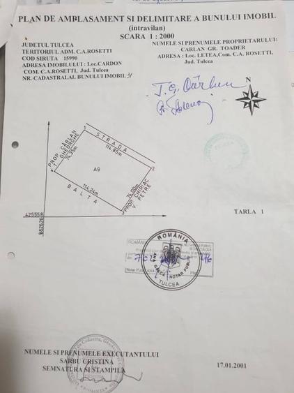 Teren Construcții intravilan de 8475 mp, în Cardon