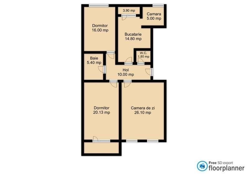 Apartament cu 3 camere decomandat în Gruia