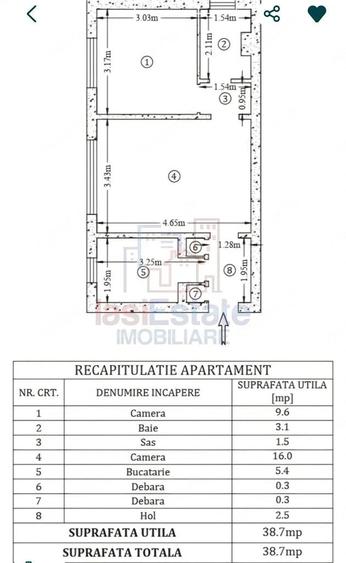 Apartament cu 2 camere semidecomandat în Filiași