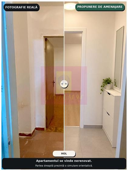 Apartament cu 2 camere semidecomandat în Apusului