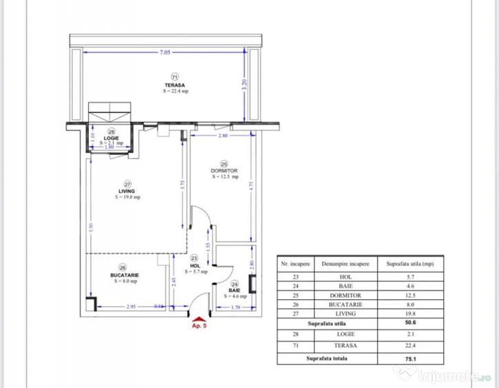 Apartament cu 2 camere semidecomandat în Torontalului