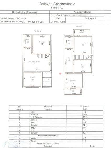 Duplex cu 4 camere cu Canalizare în Cărpiniș