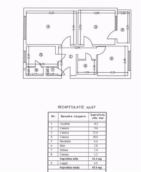Apartament cu 3 camere decomandat în Giurgiului