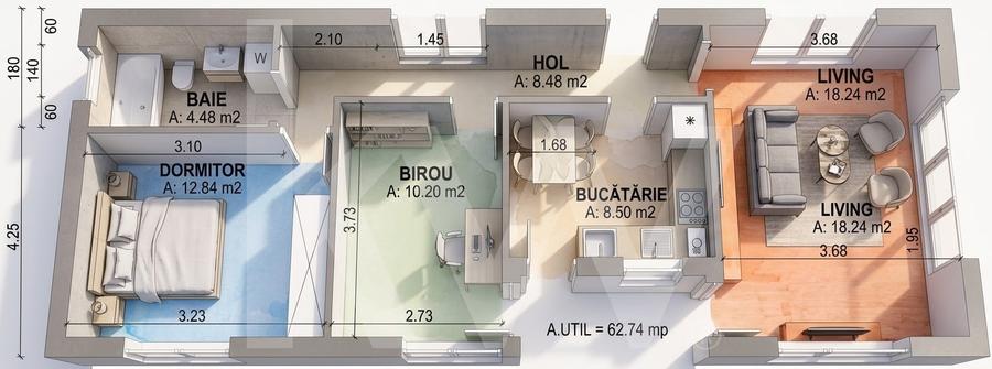 Apartament cu 3 camere decomandat în Șelimbăr