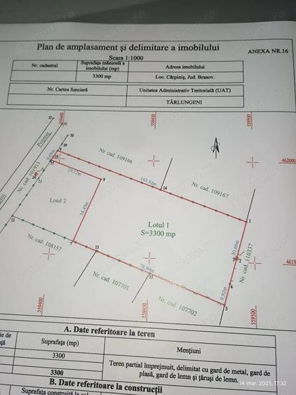 Teren de 4400 mp, în Cărpiniș