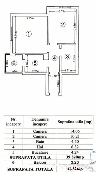 Apartament cu 2 camere decomandat în Central