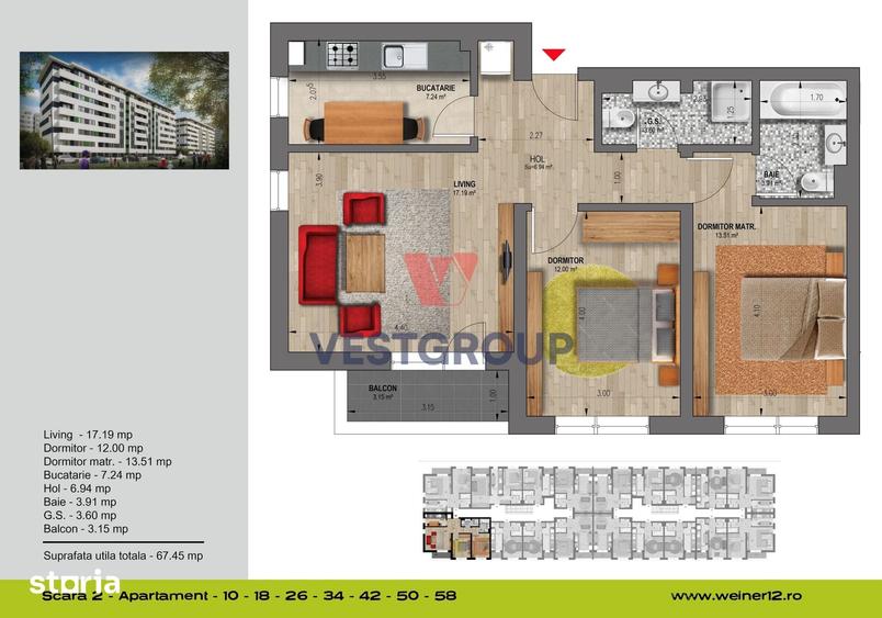 Apartament cu 3 camere în Militari
