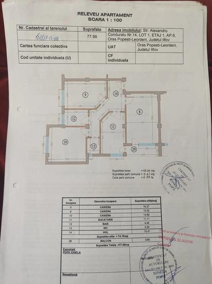 Apartament cu 3 camere decomandat în Central