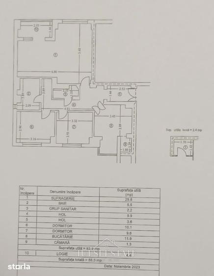 Apartament cu 3 camere decomandat în Republicii
