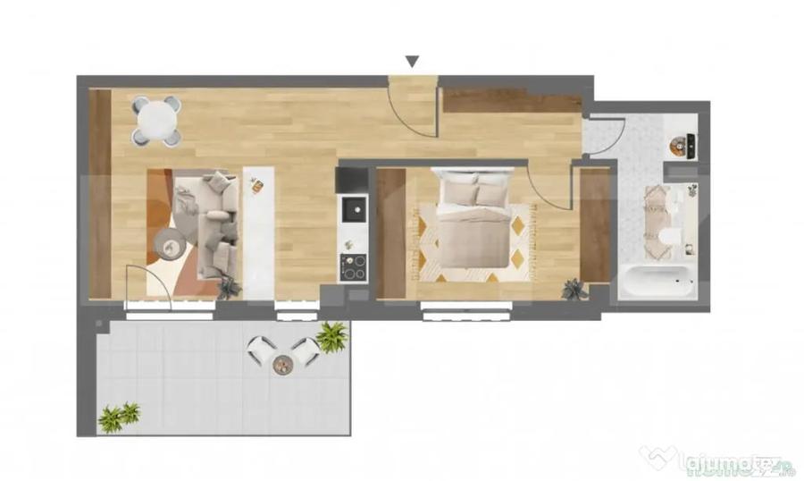 Apartament cu 2 camere semidecomandat în Dâmbul Rotund