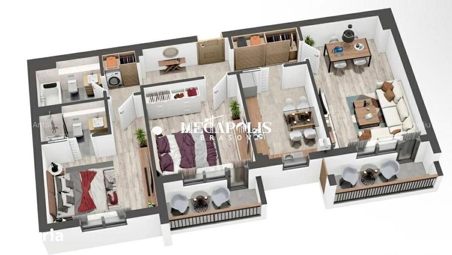 Apartament cu 3 camere în Tractorul