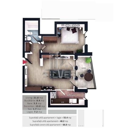 Apartament cu 2 camere semidecomandat în Florești — fotografia 2