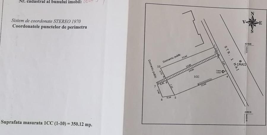 Teren Construcții intravilan de 350 mp, în 1 Mai