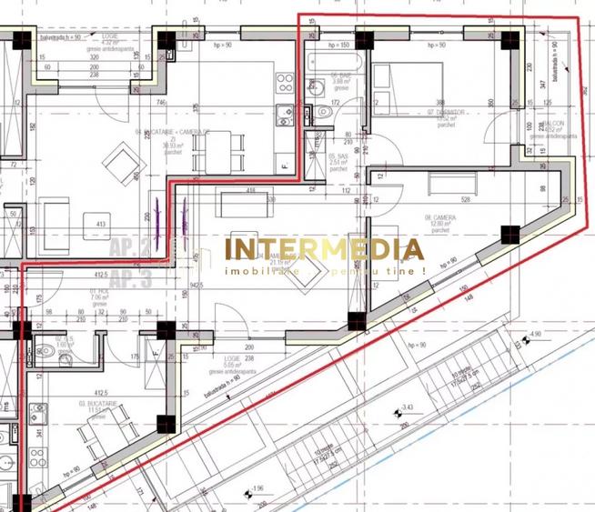 Apartament cu 3 camere semidecomandat în Central