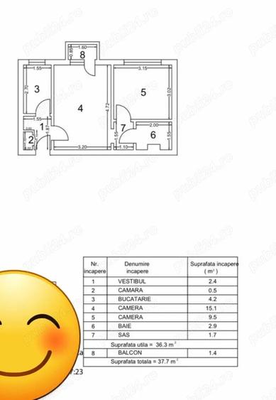 Apartament cu 2 camere semidecomandat în Lujerului