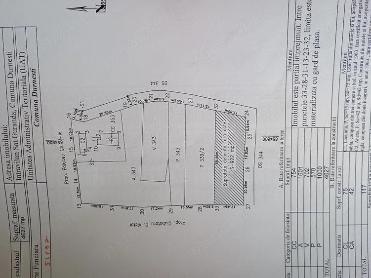 Casă cu 3 camere cu Teren 4627 Mp în Guranda