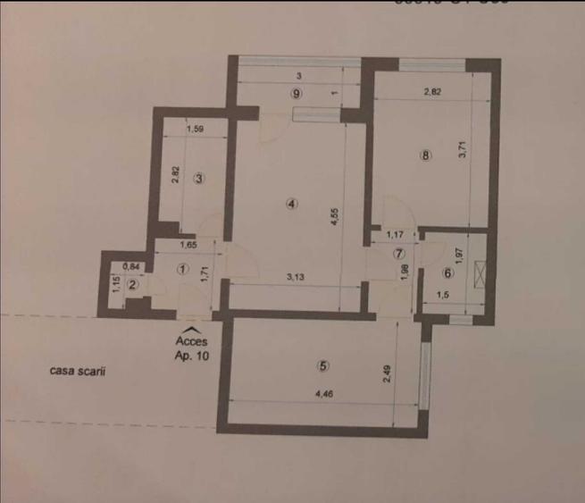 Apartament cu 3 camere semidecomandat în Central