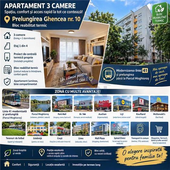 Apartament cu 3 camere semidecomandat în Drumul Taberei