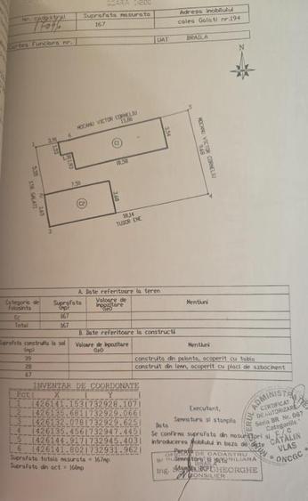 Teren Construcții intravilan de 167 mp, în Calea Galați