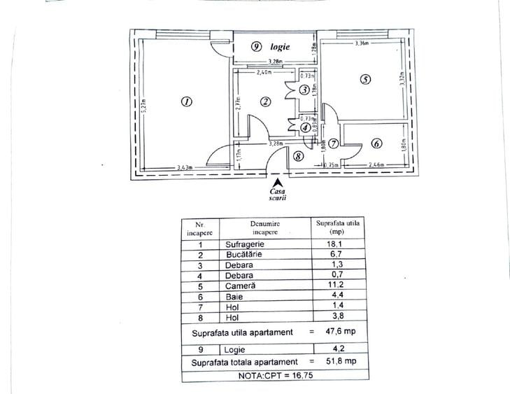 Apartament cu 2 camere în Central