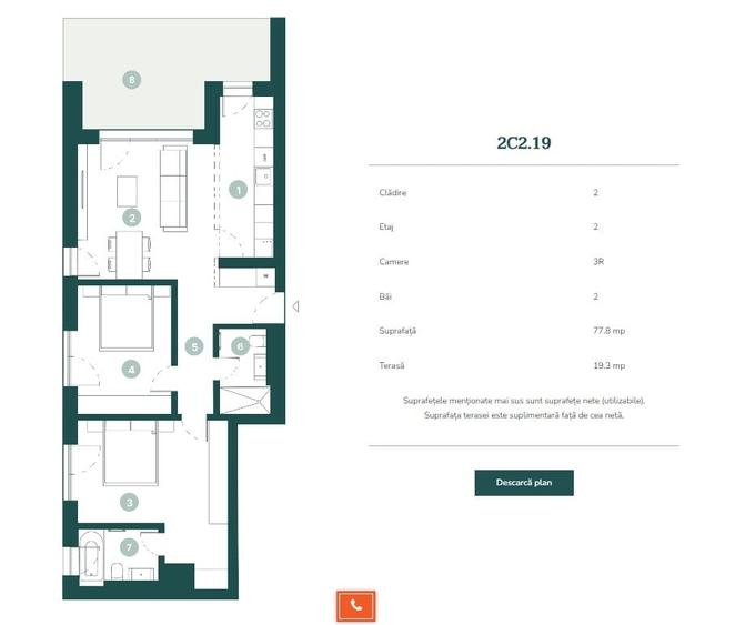 Apartament cu 3 camere în Central