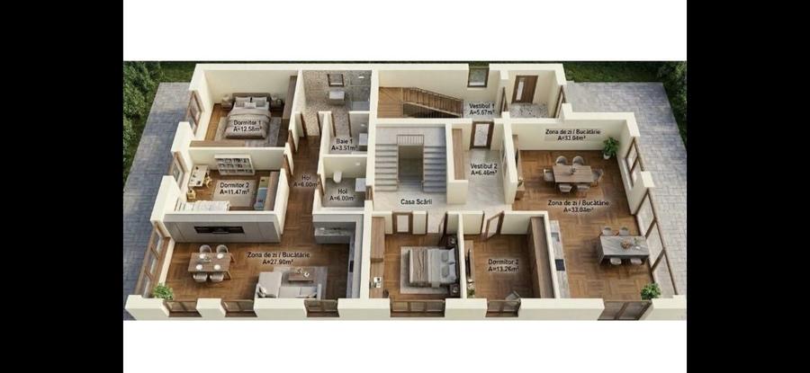 Apartament cu 3 camere decomandat în Central