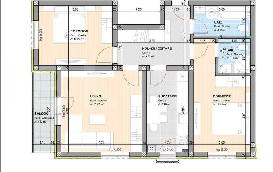 Apartament cu 3 camere decomandat, mobilat în Cristian