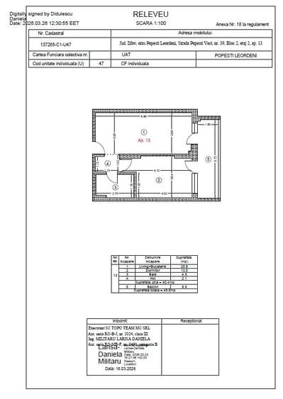Apartament cu 2 camere decomandat în Popești-Leordeni