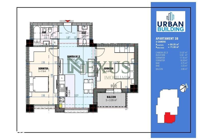Apartament cu 3 camere în Central