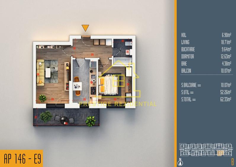 Apartament cu 2 camere în Theodor Pallady