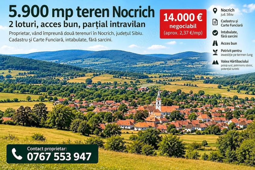 Teren de 5900 mp, în Nocrich