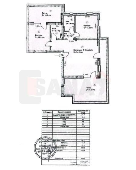Apartament cu 3 camere în Terezian