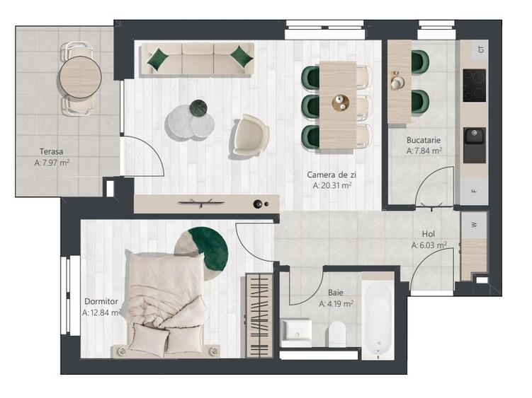 Apartament nou cu 2 camere, bucatarie inchisa | Denya Forest - 10