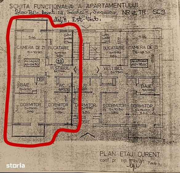 Apartament cu 3 camere decomandat în Mărăști