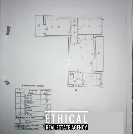 Apartament cu 3 camere semidecomandat, mobilat în Veteranilor