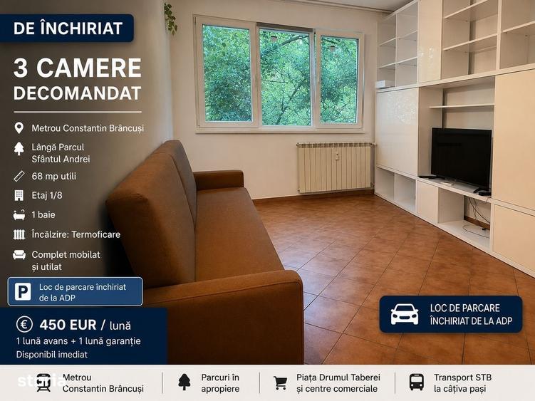 Apartament cu 3 camere decomandat în Drumul Taberei