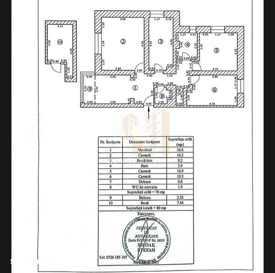 Apartament cu 3 camere în Central