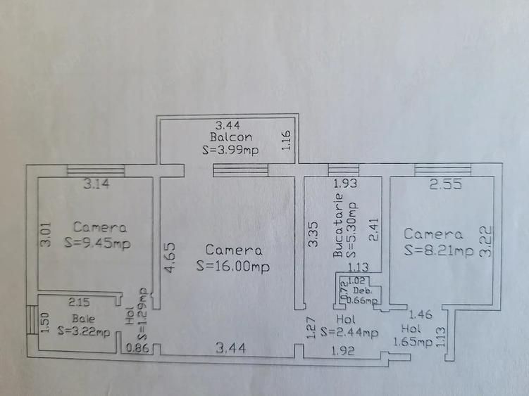 Apartament cu 3 camere semidecomandat în Ultracentral