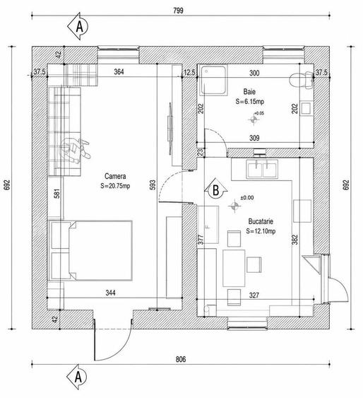 Apartament cu 2 camere în Ultracentral