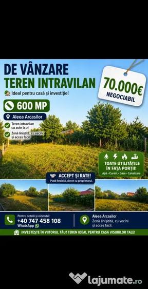 Teren de 600 mp, în Exterior Vest