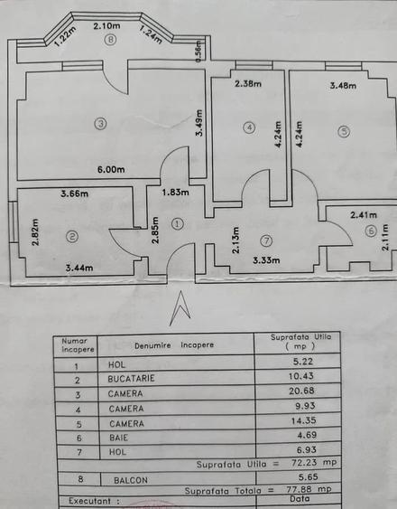 Apartament cu 3 camere decomandat în Nicolina