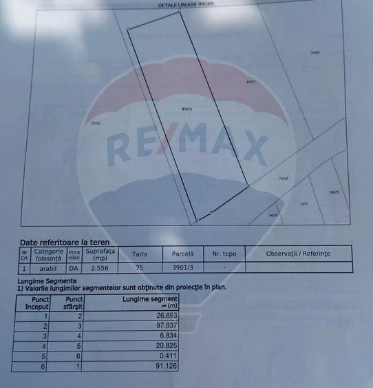 Teren agricol intravilan de 2556 mp, în Pădureni (Chinteni)