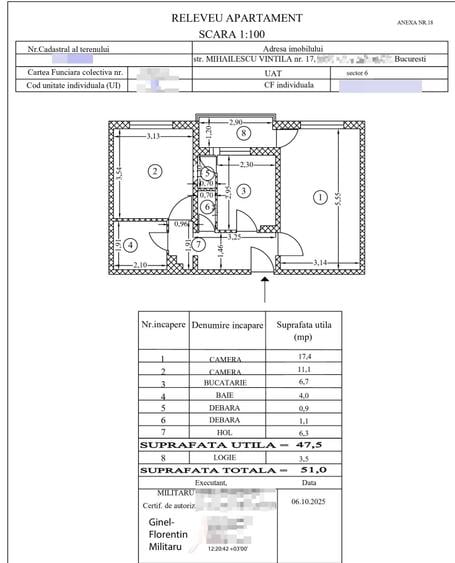 Apartament cu 2 camere decomandat în Crângași