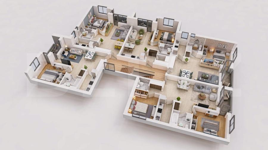 Apartament cu 3 camere semidecomandat în Nord