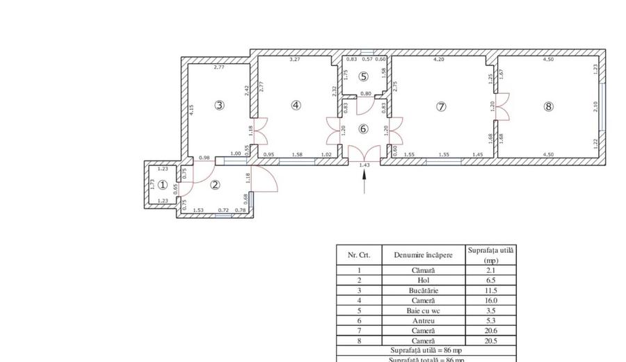 Apartament 3 camere Schei-Piata Unirii, suprafata 86,48 mp, parter la casă! - 1