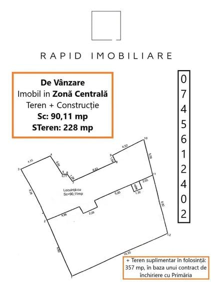 Casă cu 3 camere semidecomandat cu Teren 228 Mp în Gării