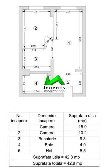 Apartament de Vanzare 2 camere Sibiu Stefan Cel Mare - 2