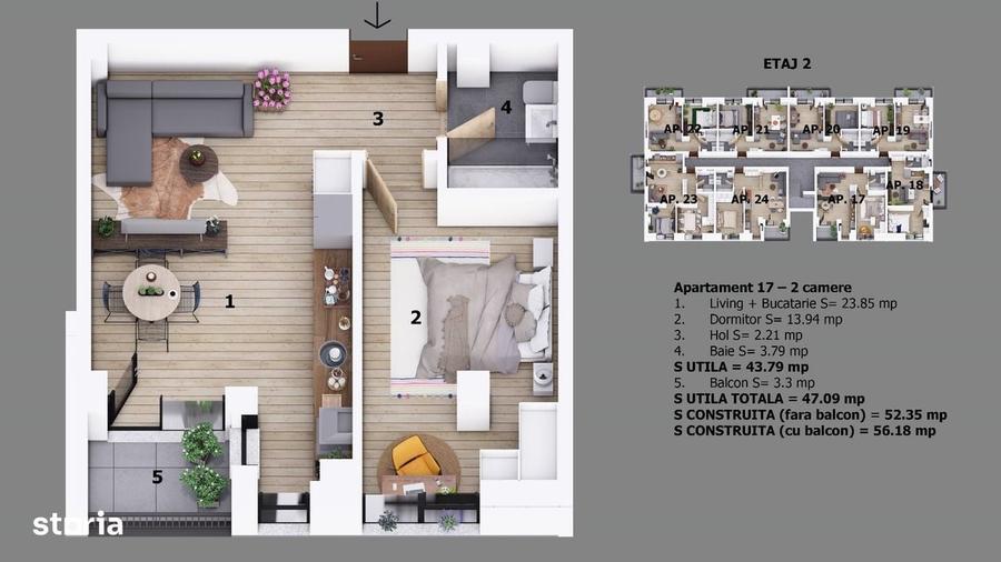 Apartament cu 2 camere în Central