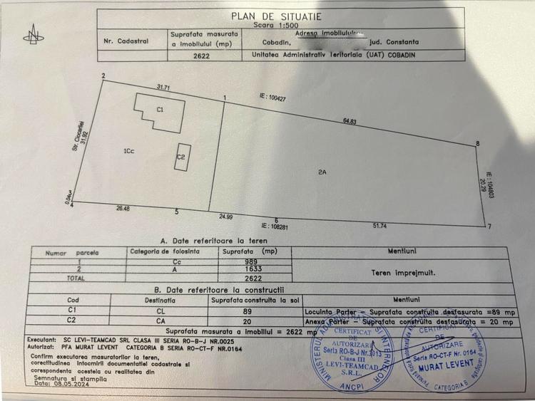 Teren Construcții intravilan de 2591 mp, în Cobadin