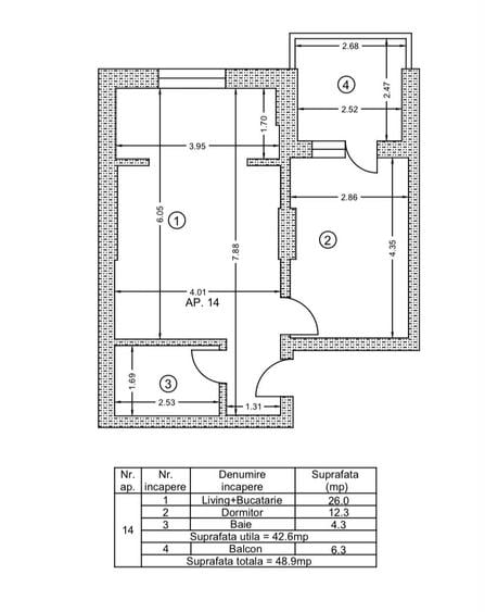 Apartament cu 2 camere în Berceni